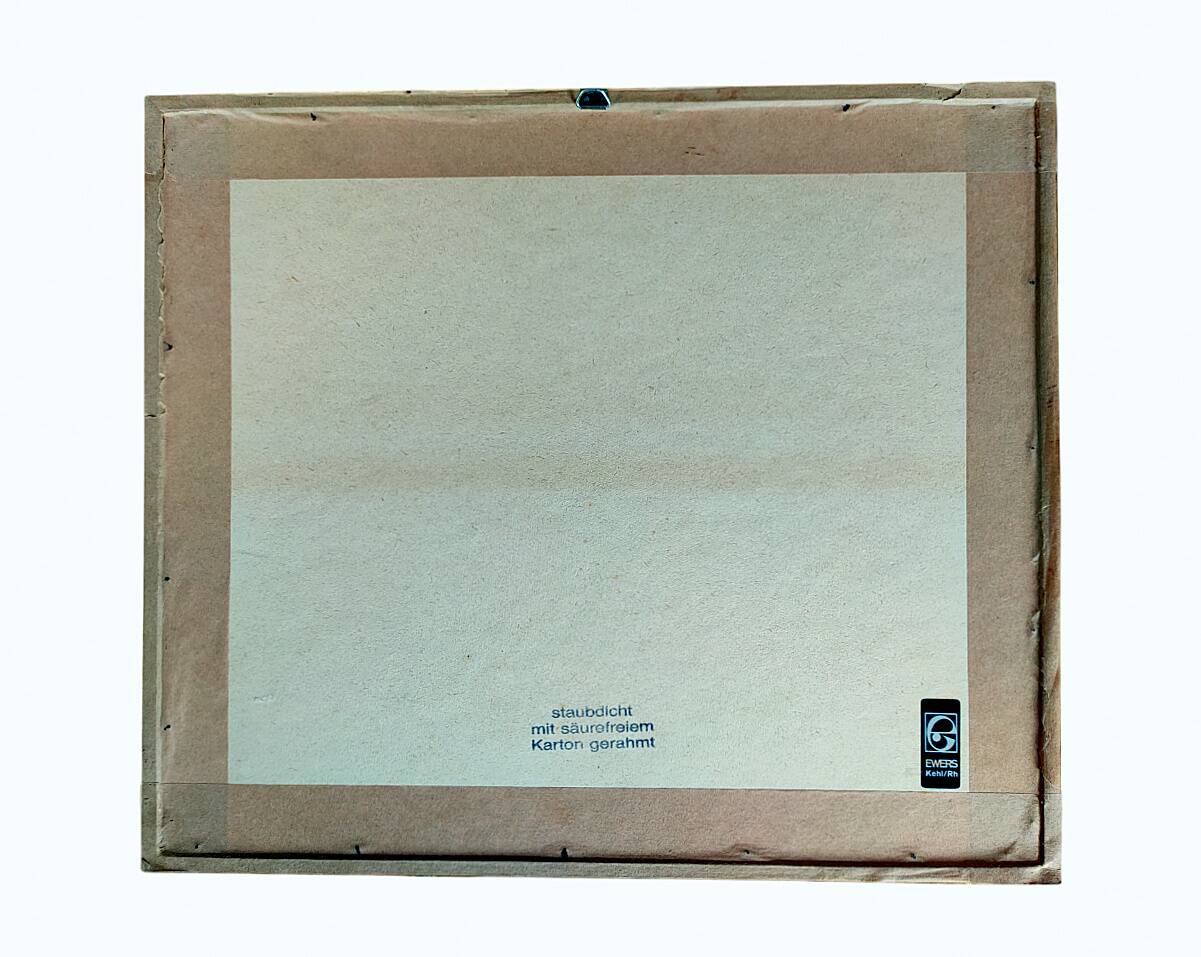 Illegible signature painting – Grease pencil – Fairytale landscape – Vintage 1970