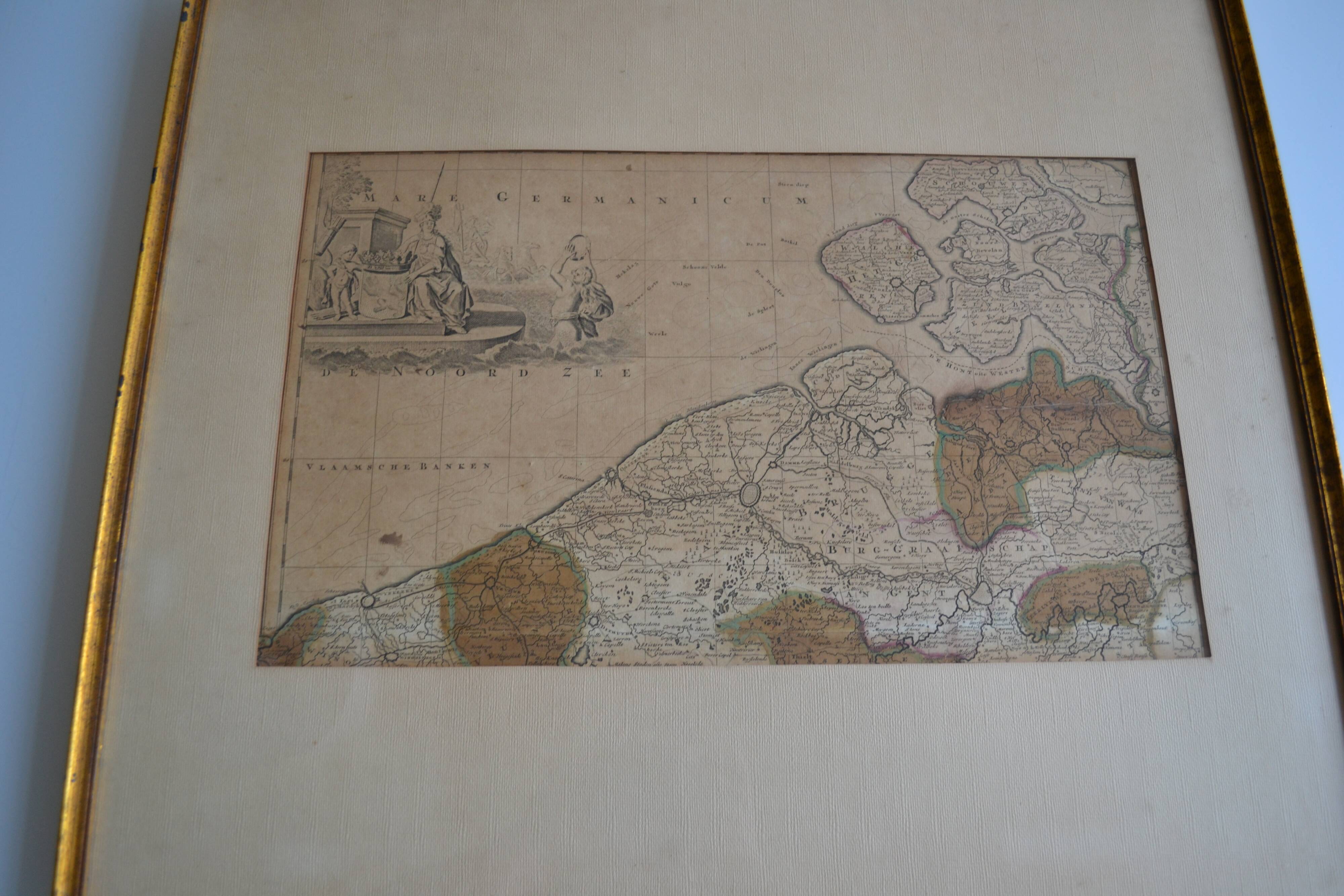 Map of the County of Flanders Belgium by Peter Schenck (1660 1718)