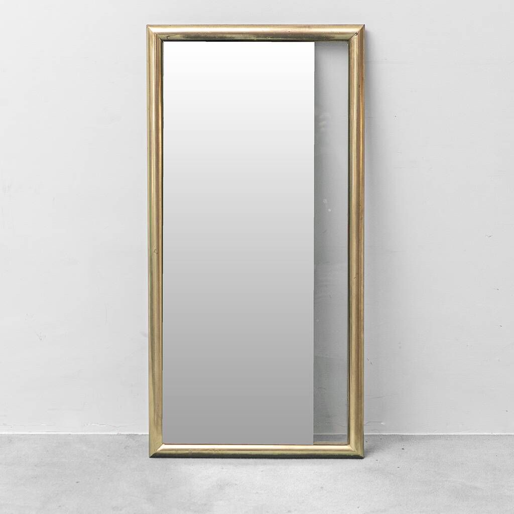 Vintage mirror with brass frame and transparent glass insert – Italian design 1970s
