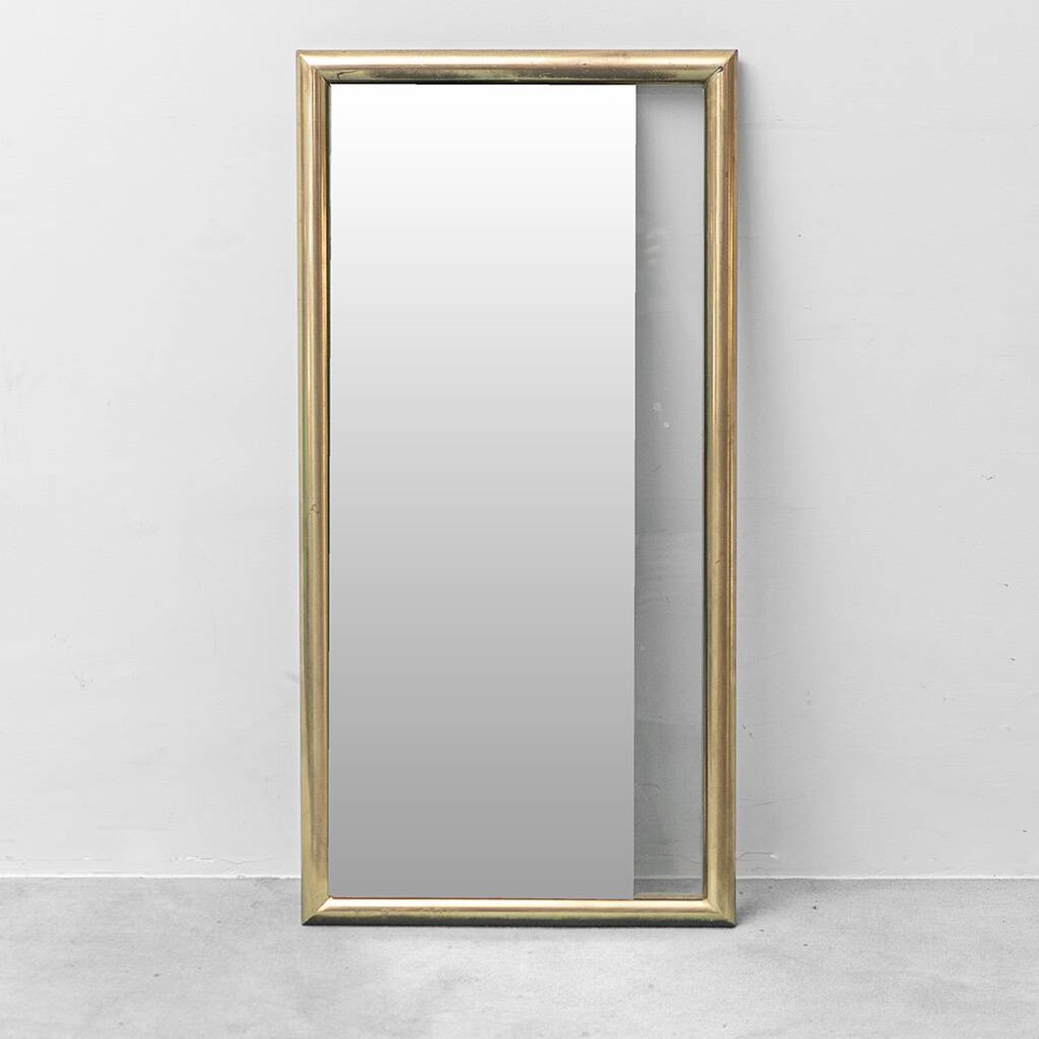 Vintage mirror with brass frame and transparent glass insert – Italian design 1970s