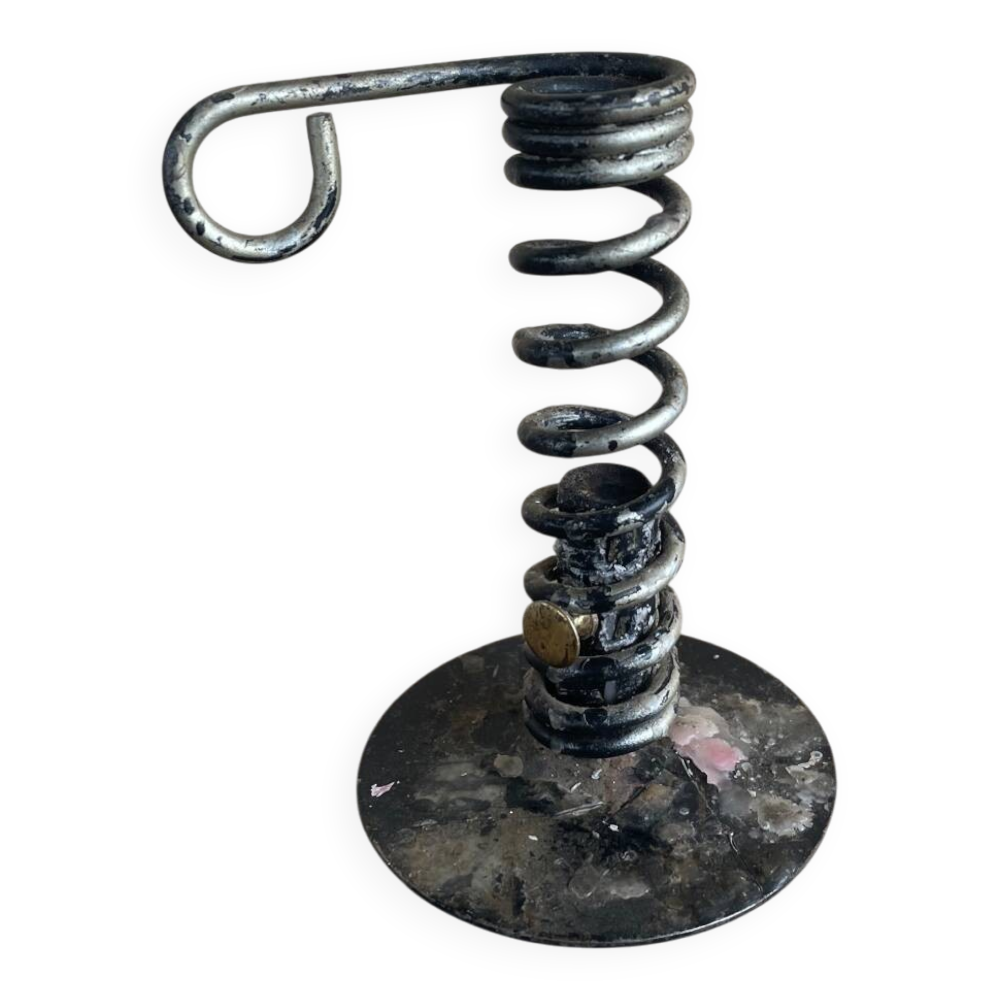 Vintage metal spring candle holder