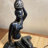 Pied de lampe plâtre femme africaine signé Pagliani