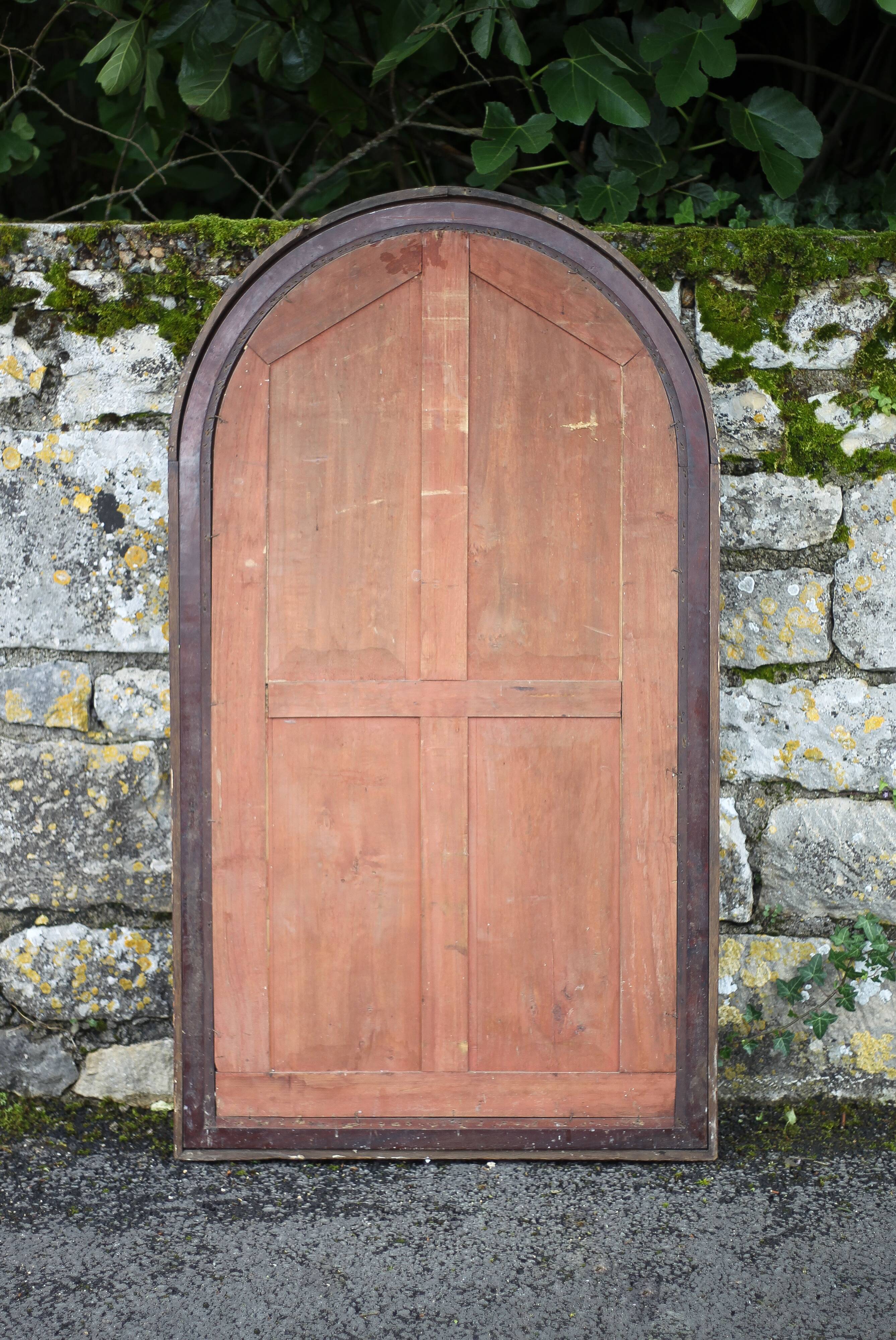 Large rounded wooden mirror, floor mirror, fireplace mirror
