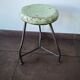 Tabouret tripode vintage, style industriel bois et métal