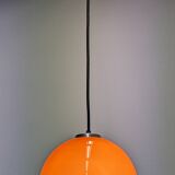 Orange opaline ball pendant light, 60s/70s