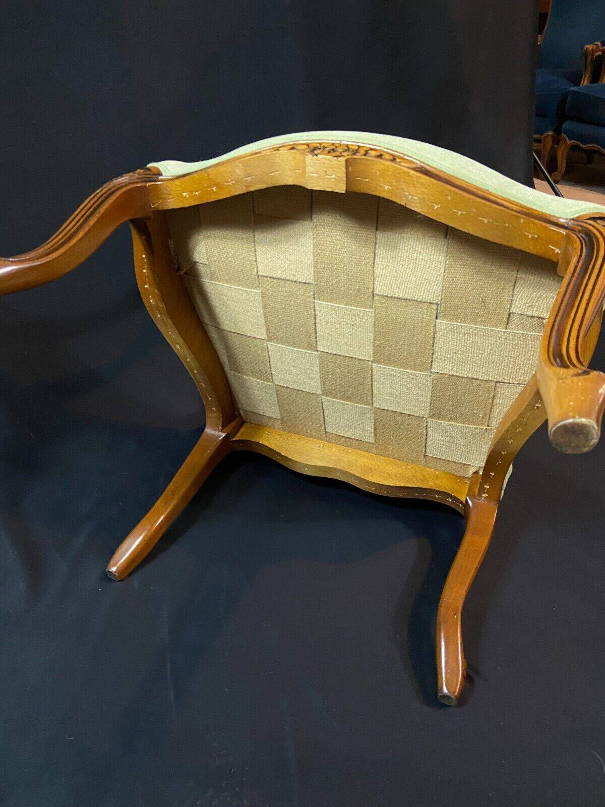 Large Queen-style back armchair in solid cherry wood, Louis XV style