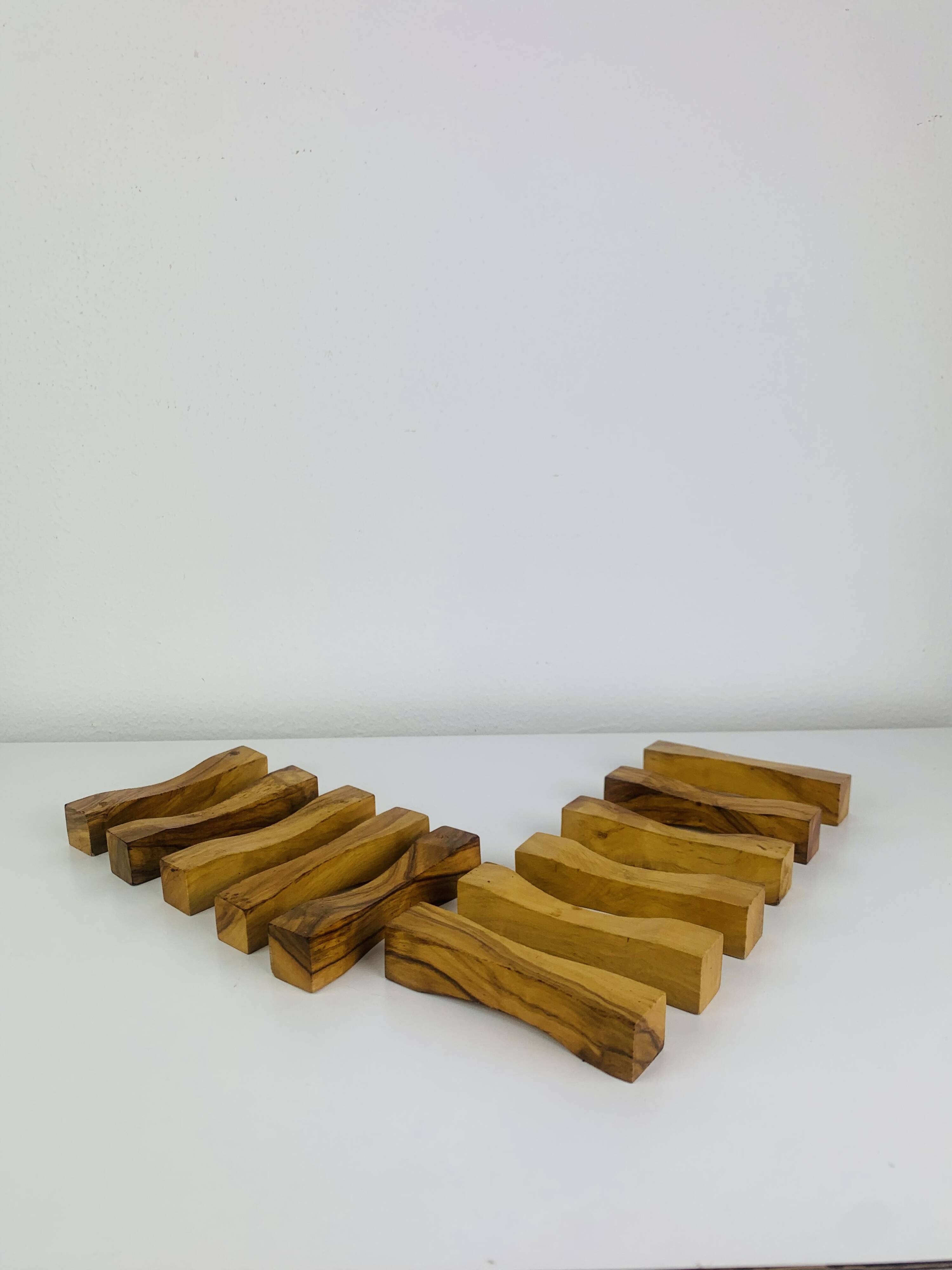 11 vintage olive wood knife holders