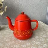 Vintage red enamelled teapot