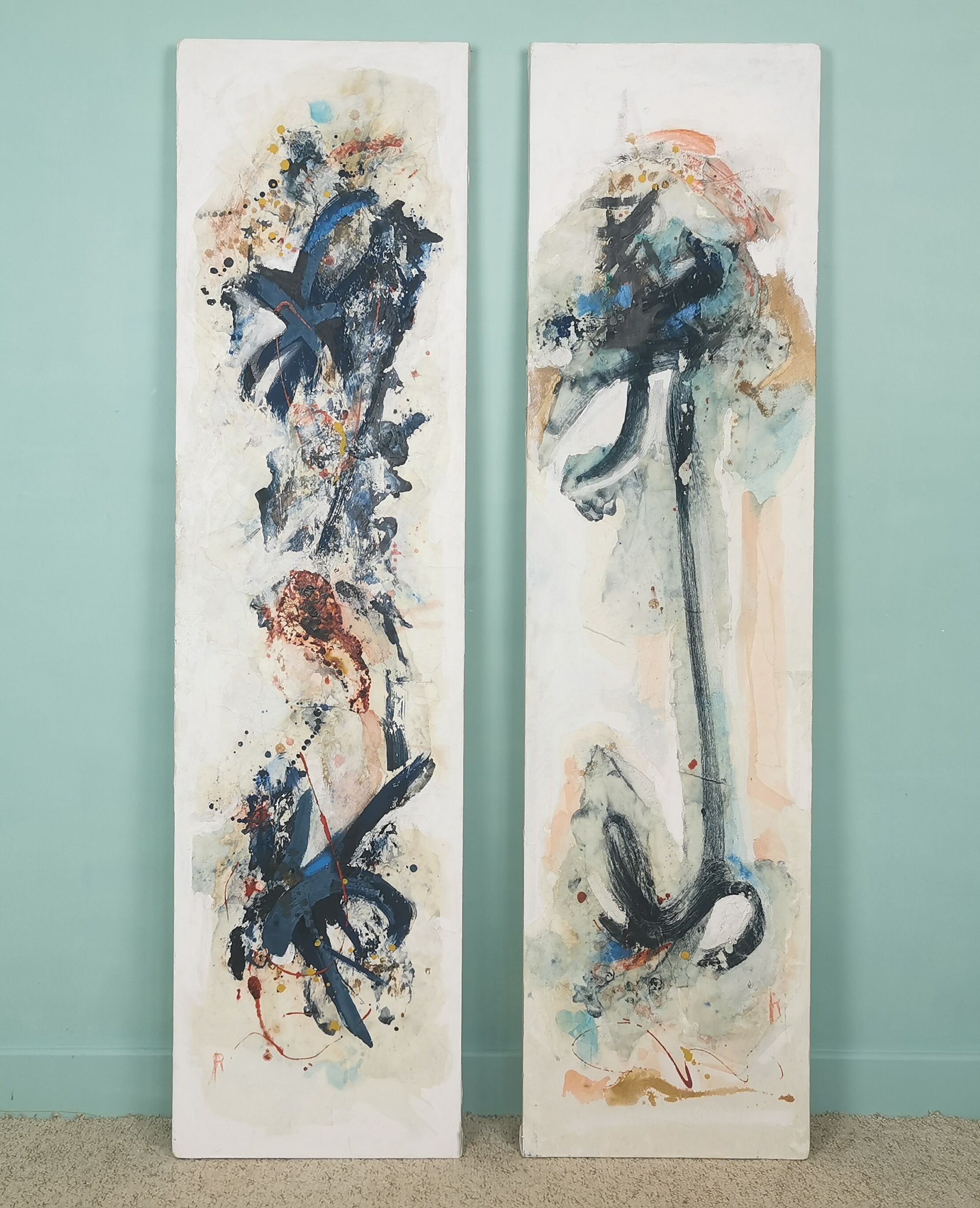 Pair of abstract paintings 60'