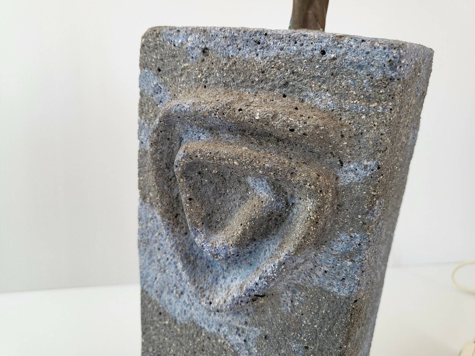 Vintage 1970s table lamp in cement & stones