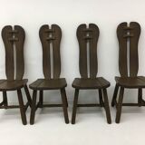 Set of 4 Belgian Brutalist Dining Chairs from De Puydt, 1970’s