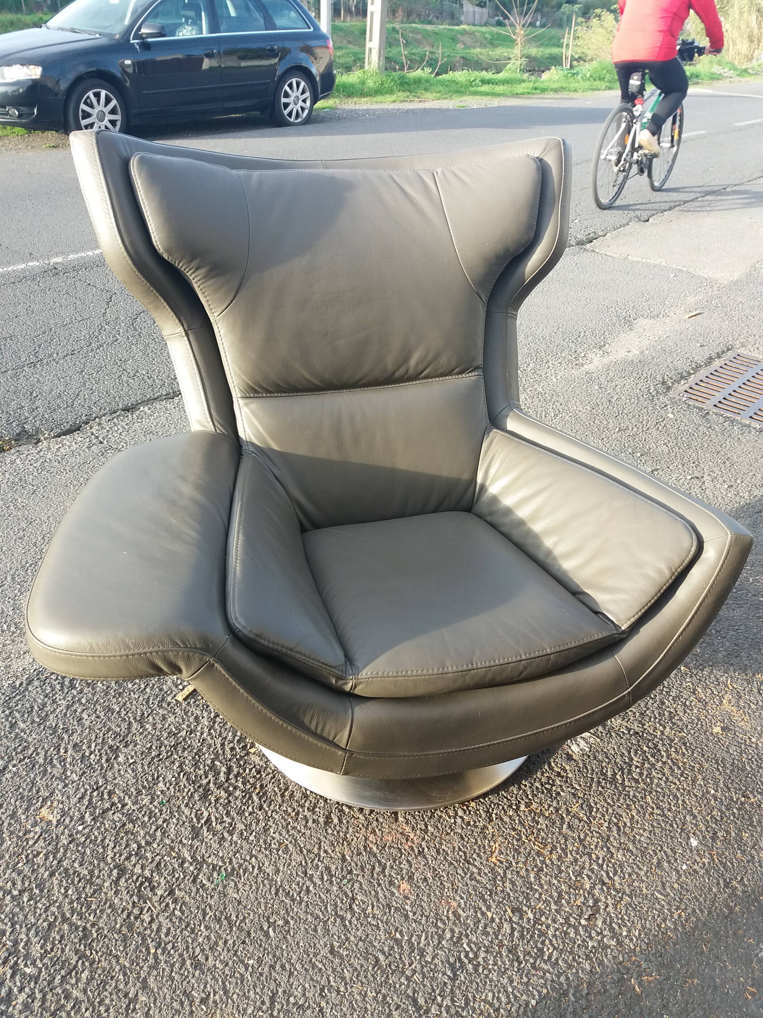 Chair swivel House Moss leather grey year 2000
