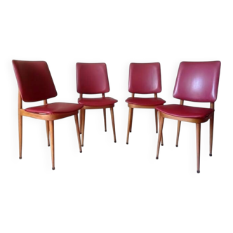 4 vintage Baumann dining chairs from the 1960s, model Nadia.