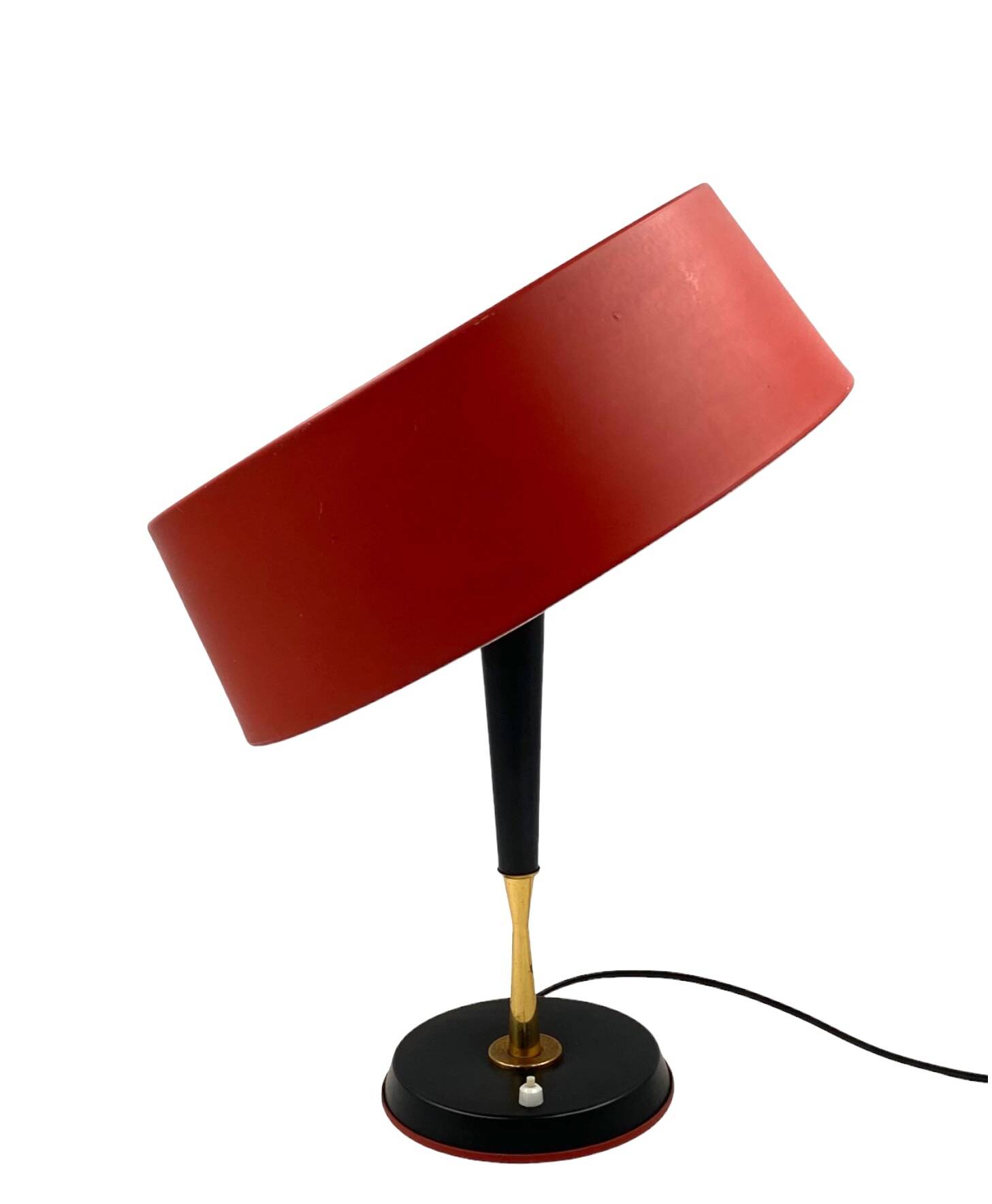 Oscar Torlasco, Mid-Century red table lamp, Lumi, Italy 1954