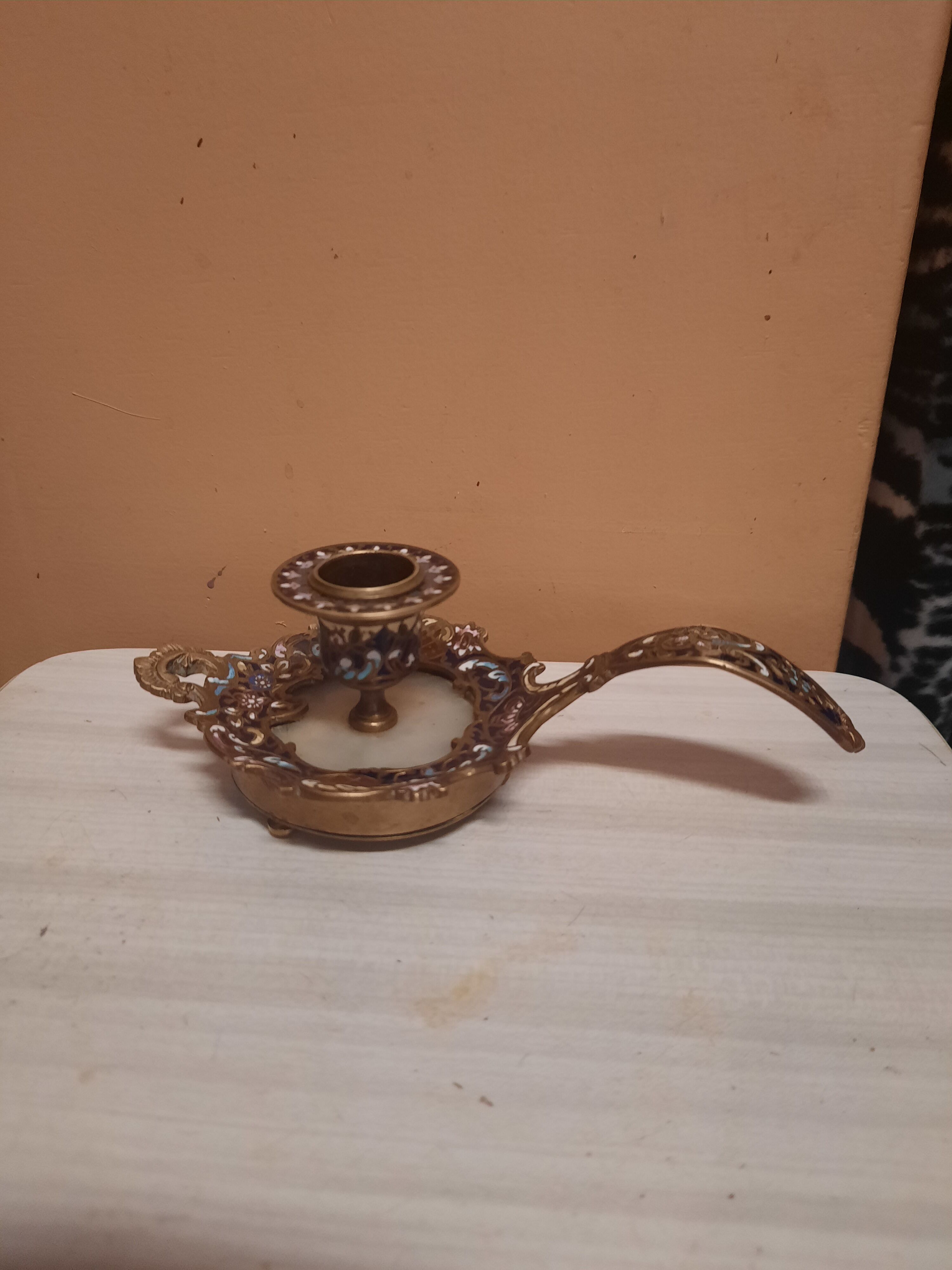 Antique bronze candle holder