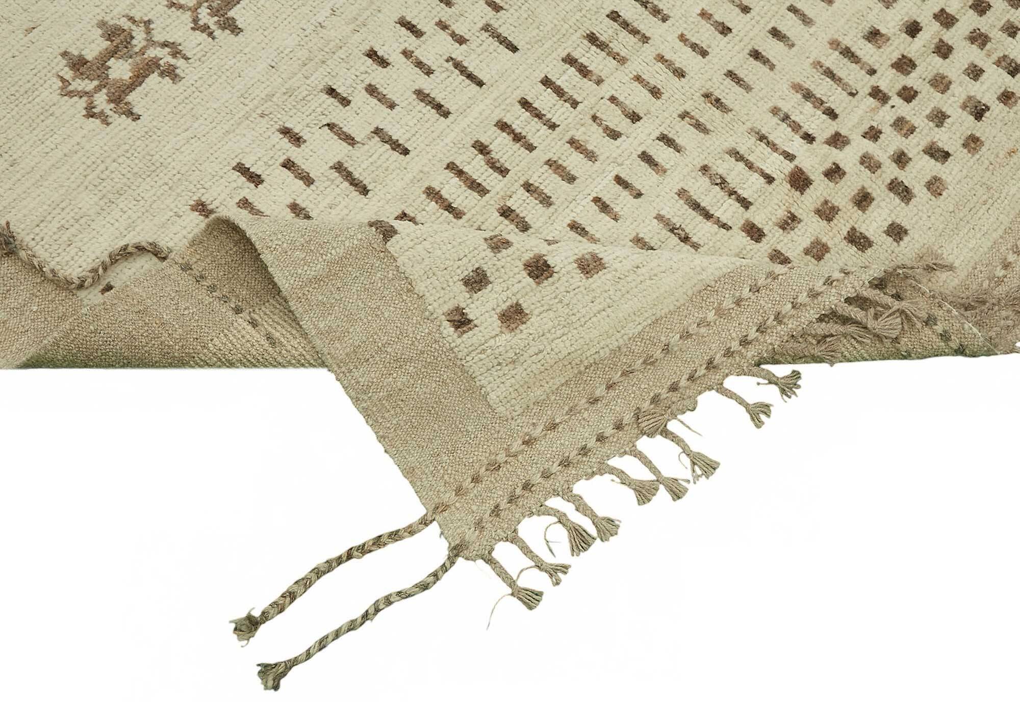 Handwoven Turkish Rustic 277 cm x 370 cm Beige Wool Carpet