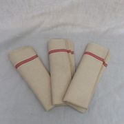 Lot of 3 red bedding towels woven in linen