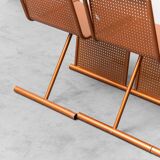 Set da 4 sedute modulari in metallo traforato anni ’80 vintage modernariato