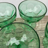 6 ice cups or stemware in vintage green glass