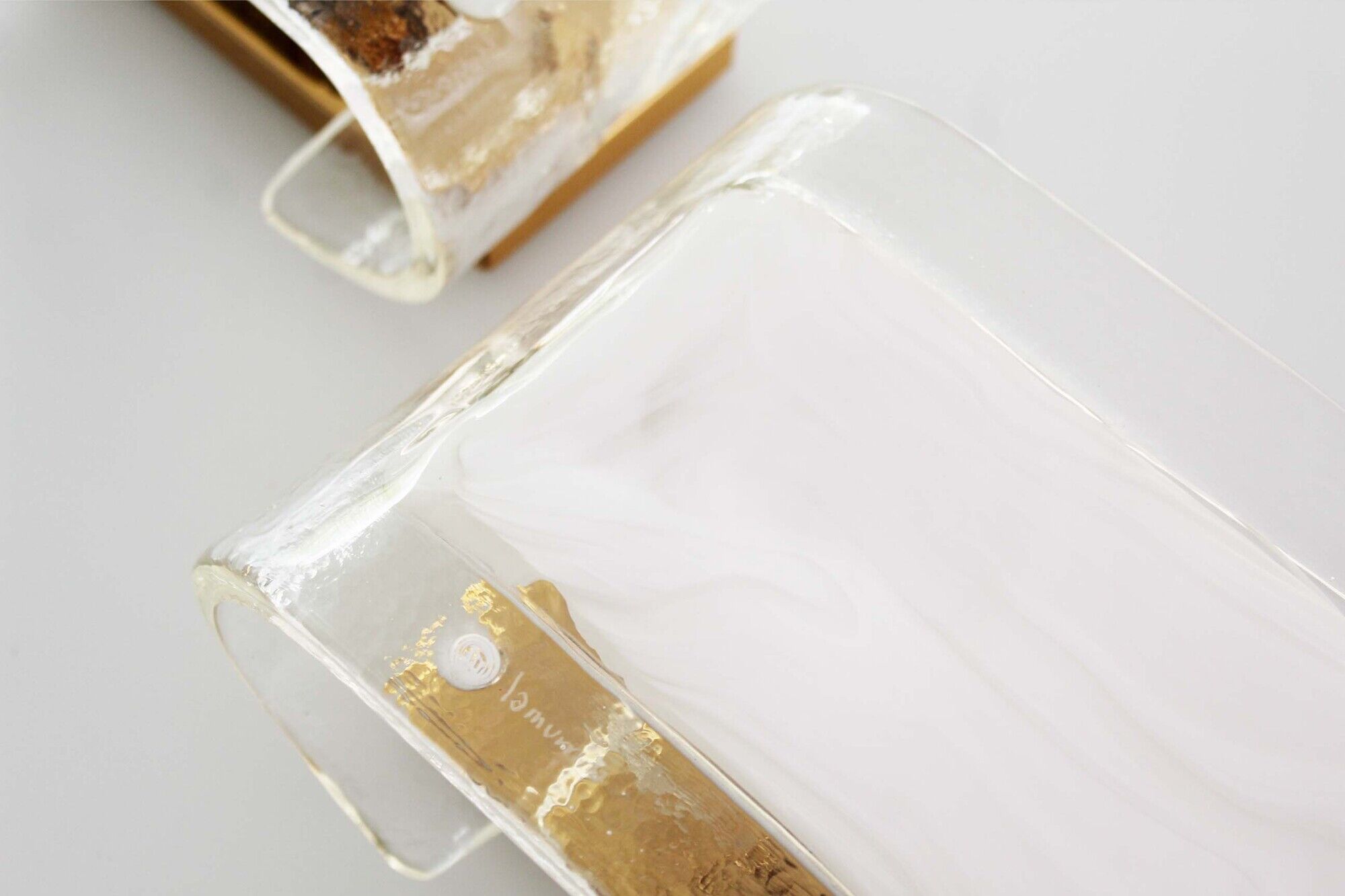 Pair of Heavy Petite Muranoglass and brass sconces by La Murrina