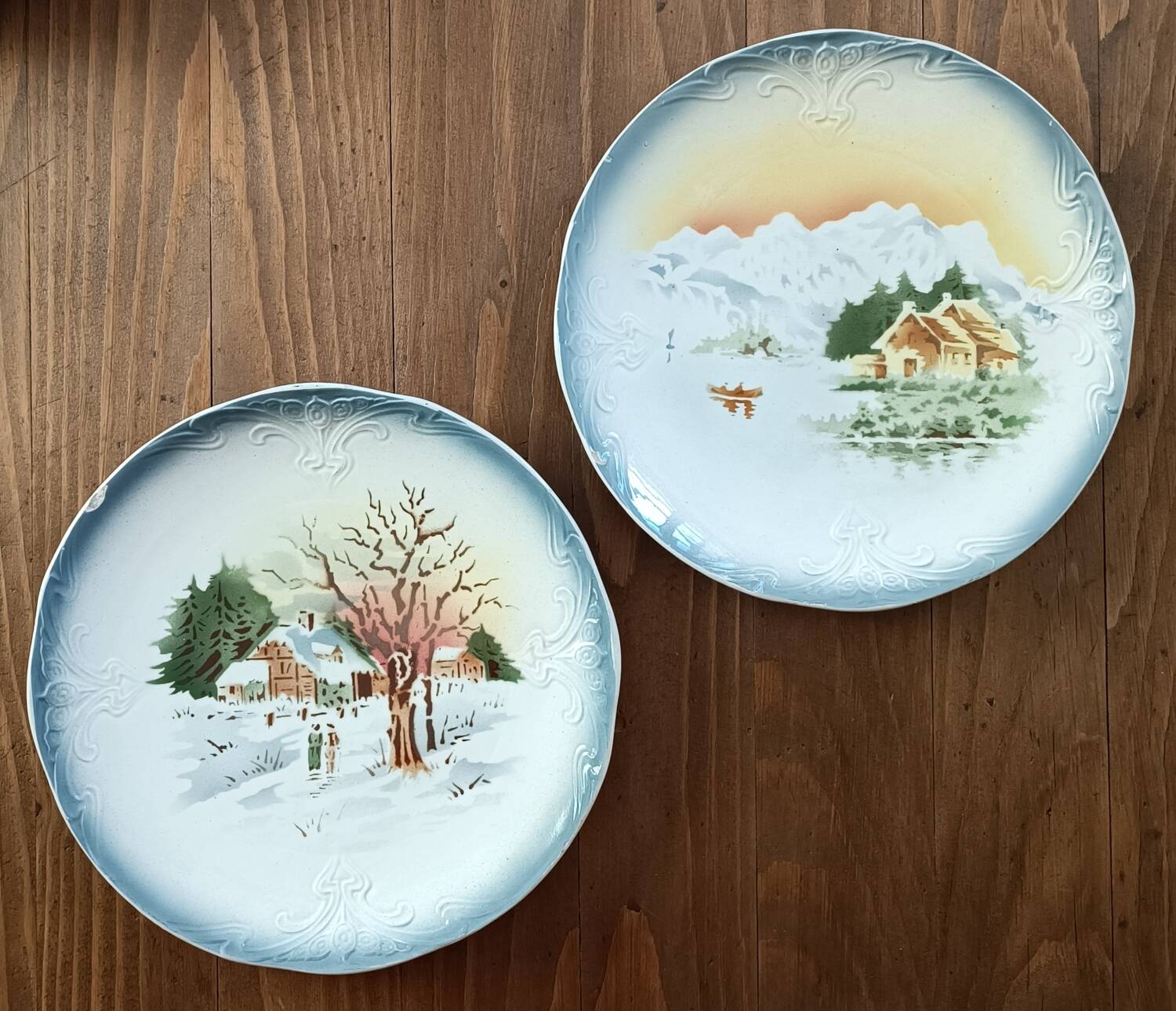 2 Saint Amand plates with mountain decor
