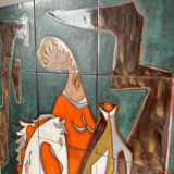 Grand panneau mural céramique années 60