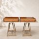 Pair of modernist wooden wall-mounted bedside tables – 1960s