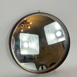 Vintage Italian wood round wall mirror from 50s