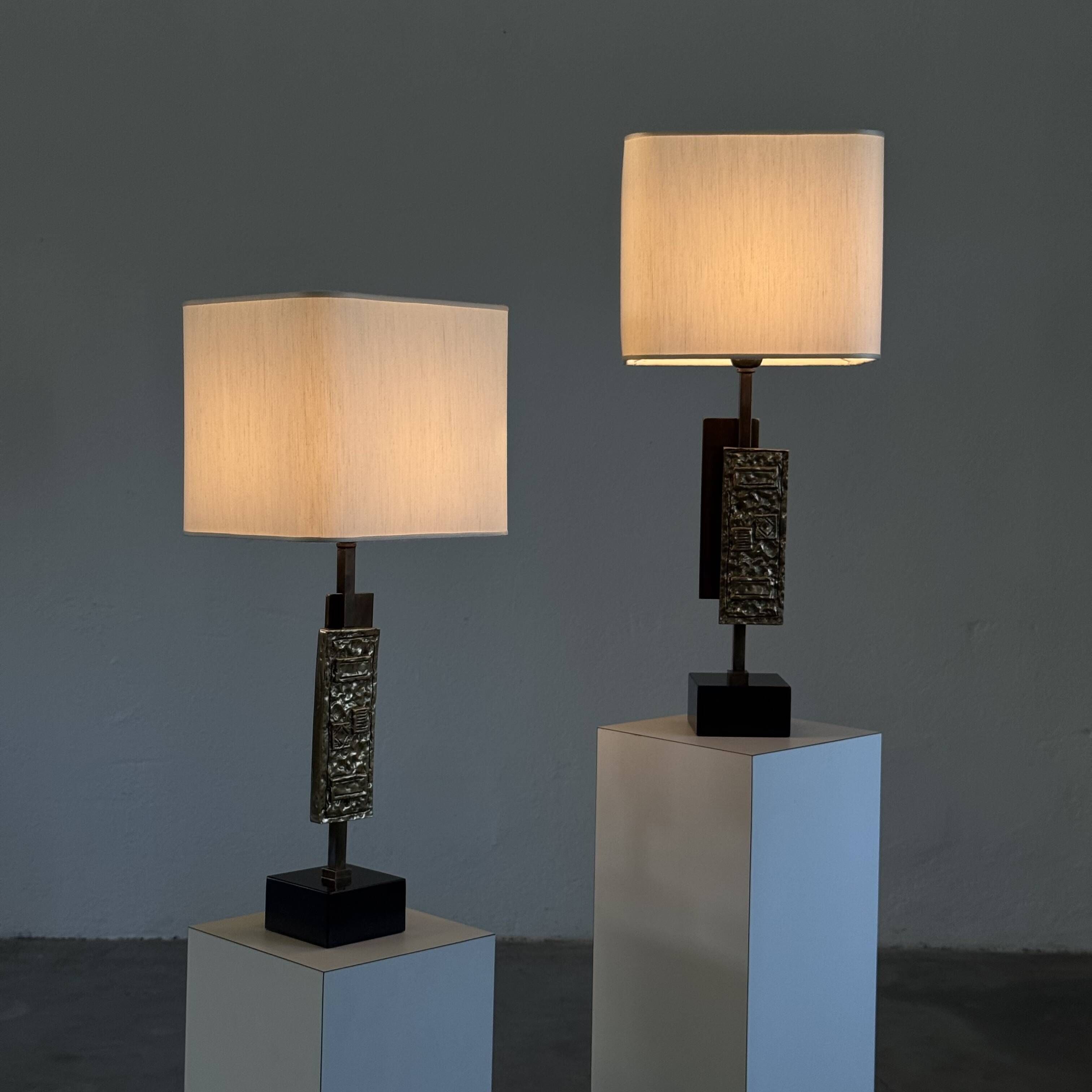 Pair of Dioniso Table Lamps in Marble and Brass by Angelo Brotto, Esperia