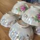 6 antique coffee cups in pearlescent porcelain