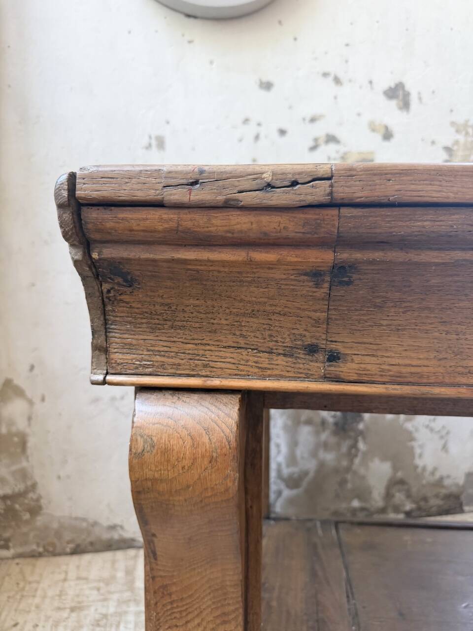 Table de gantier drapière 1900 chêne massif 330cm XL