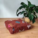 Brown Berber pouf with bohemian patterns