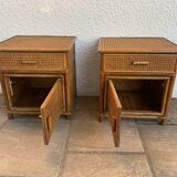 Pair of rattan bedside tables