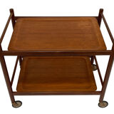 Serving trolley side table in teak veneer  1960