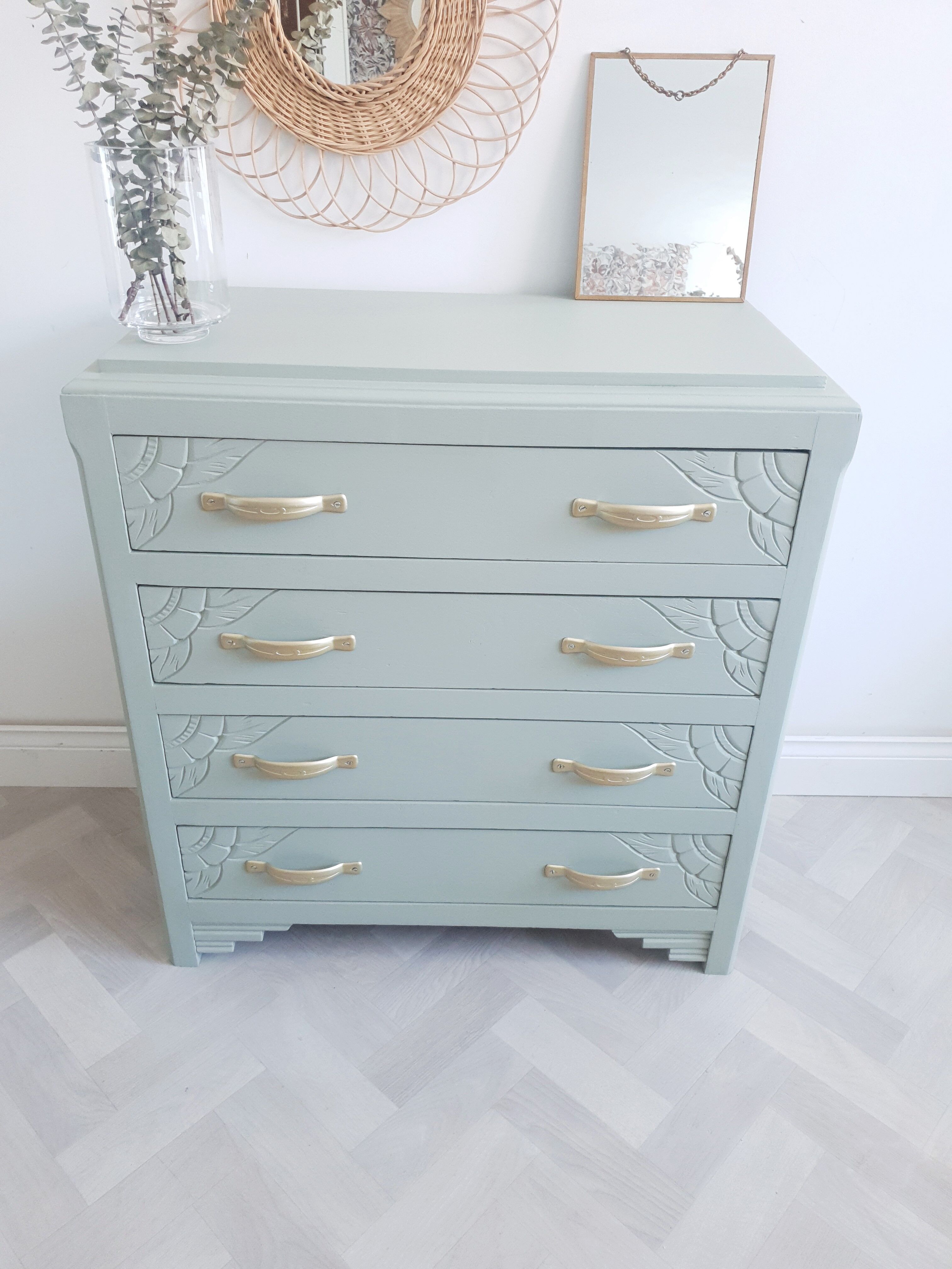 Green art deco dresser