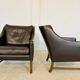 Fauteuils en cuir et palissandre de Fredrik Kayser des années 50 – cuir marron