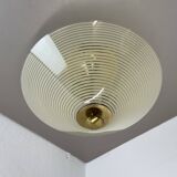 Modernist brass and glass Ceiling Flushmount Light, Italy 1950s
