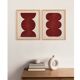 Duo of abstract paintings in burgundy on paper signed Eawy.