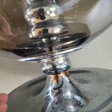 Outdoor glass candle holder in smoked glass and chrome