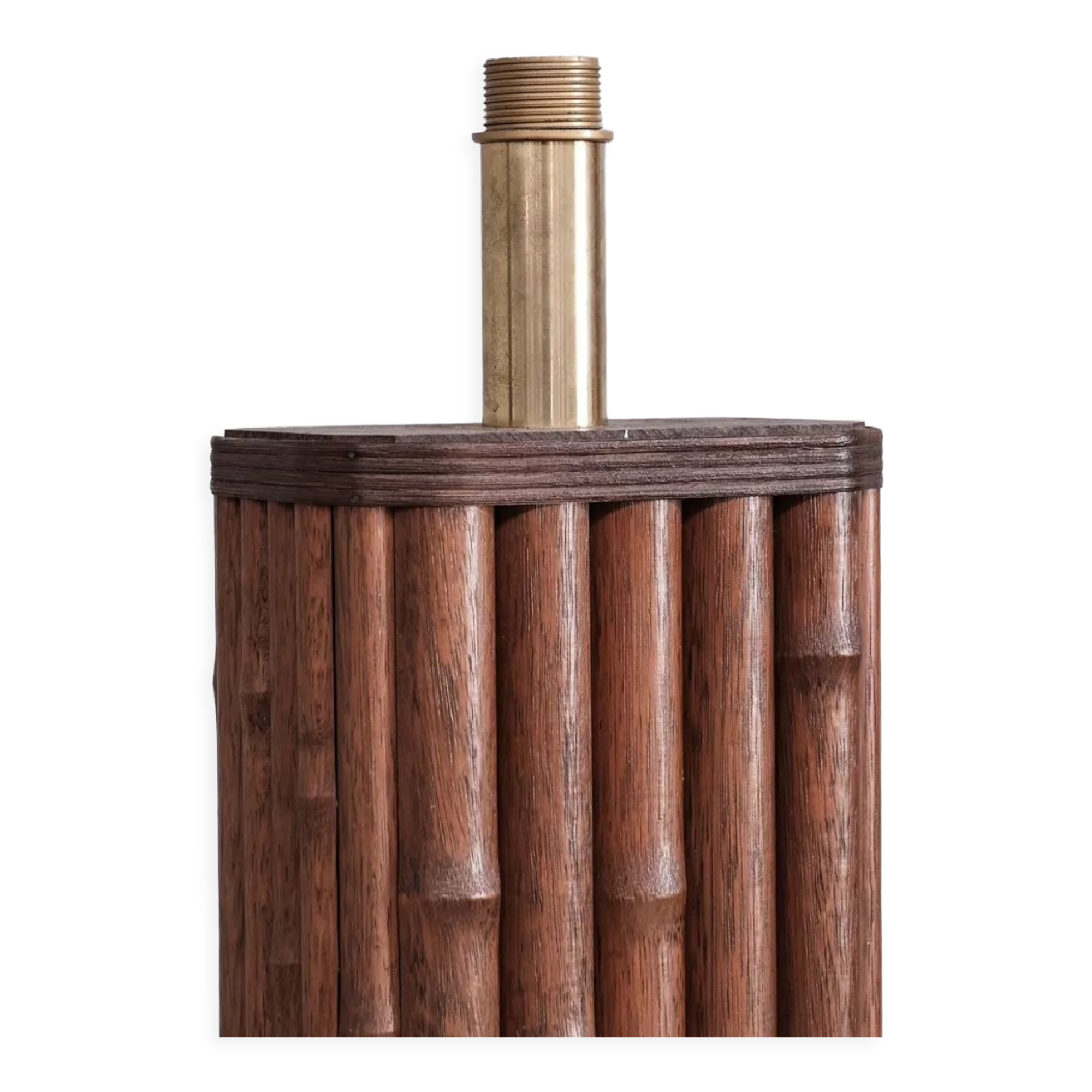 Bamboo and brass french mid-century table lamp
