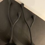 Pair of black candlesticks art deco in steel Habitat 1970