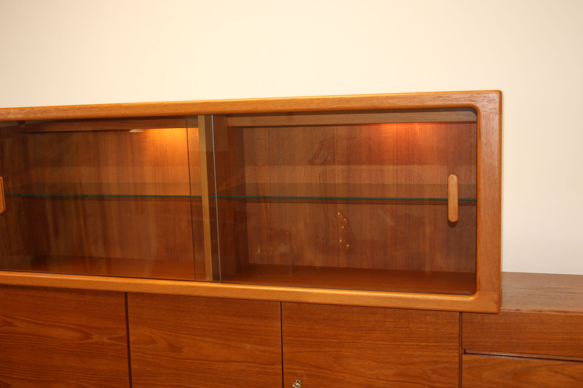 johannes Andersen teak lighted display cabine For Silkeborg Denmark