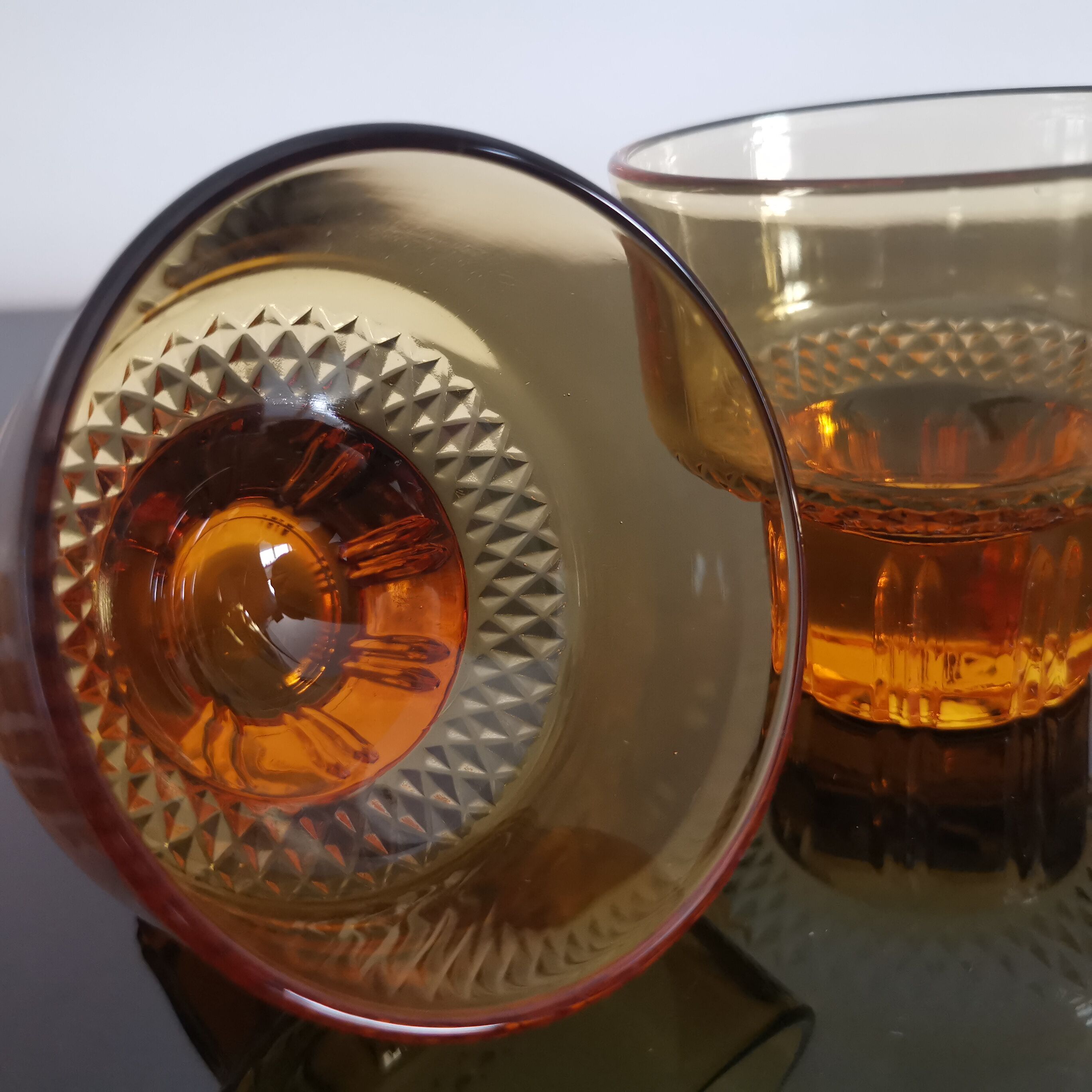 Vintage amber orange Italian espresso cups