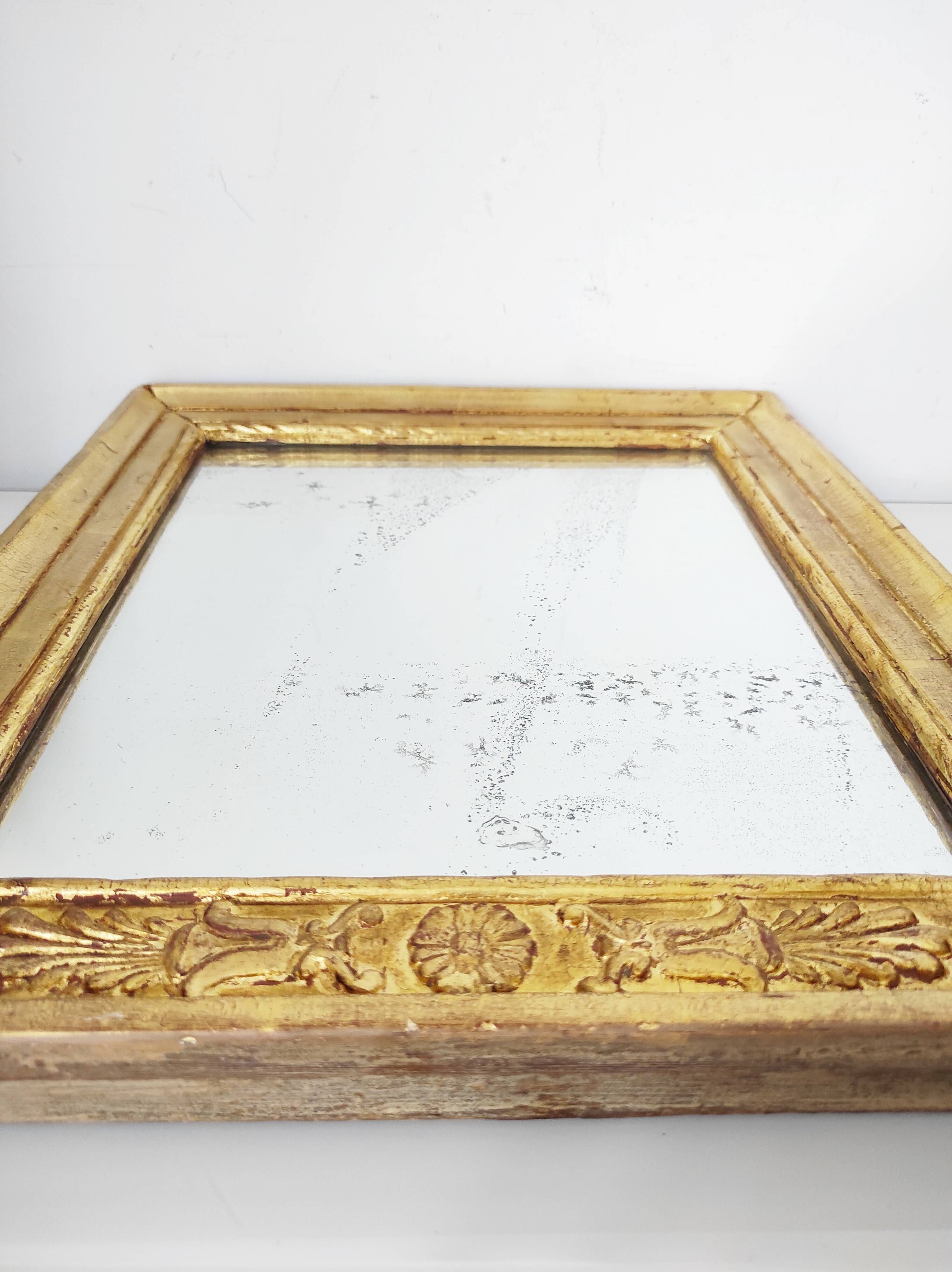 Miroir bois doré 19e 38,5 x 33 cm
