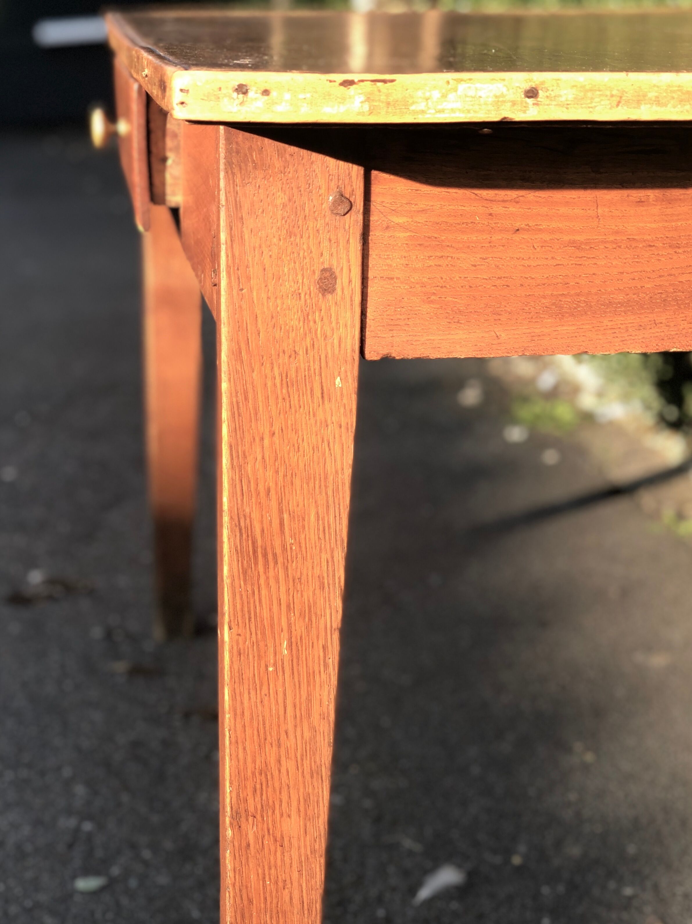 Old wooden farm or workshop table