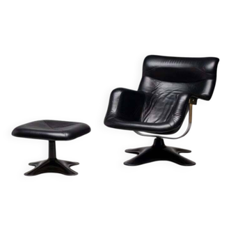 Fauteuil Lounge Noir - Fibre de Verre, Cuir