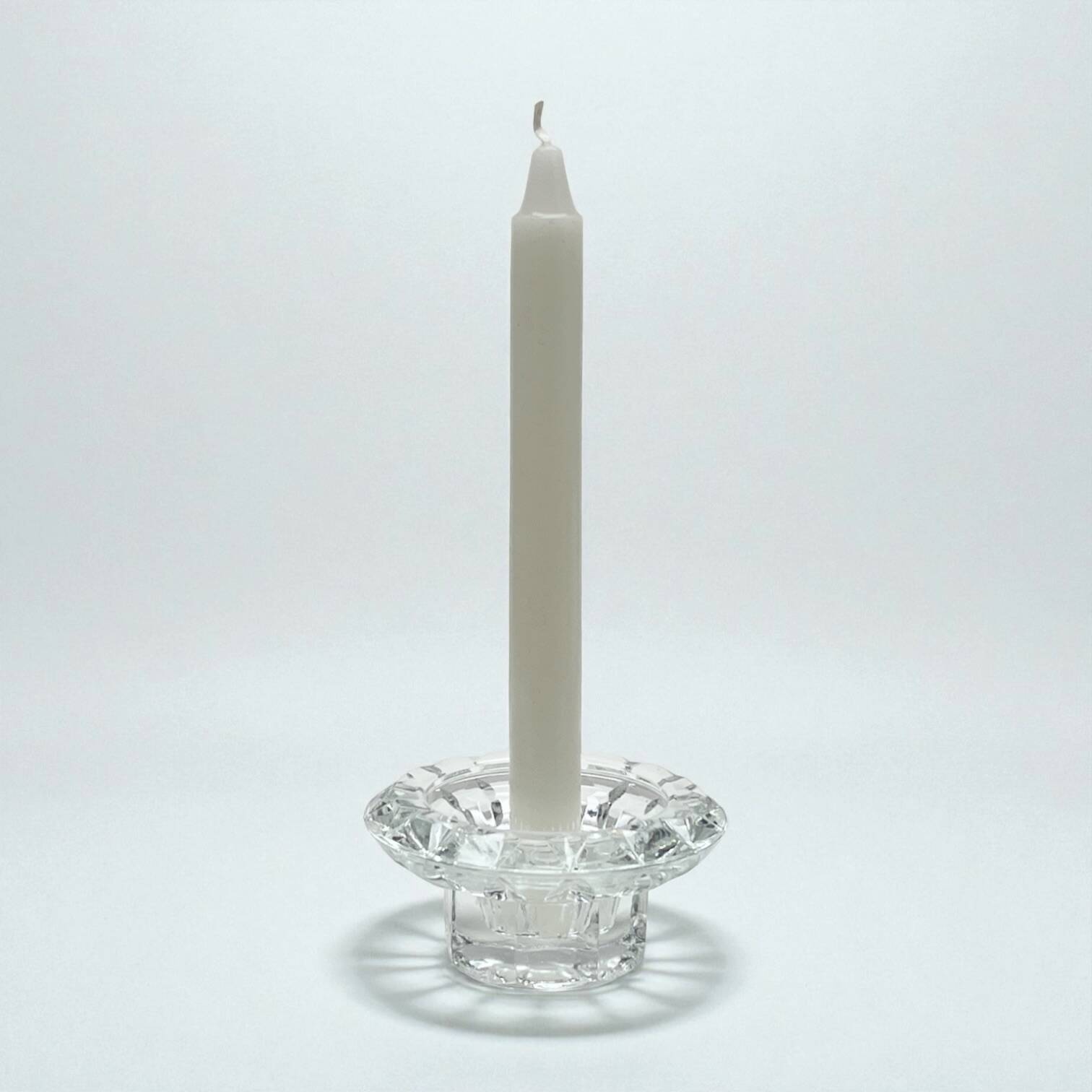 Vintage Art Deco candlestick in transparent moulded crystal glass