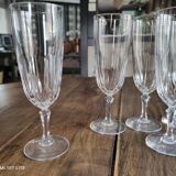 Set of 6 vintage champagne flutes in chiseled crystal