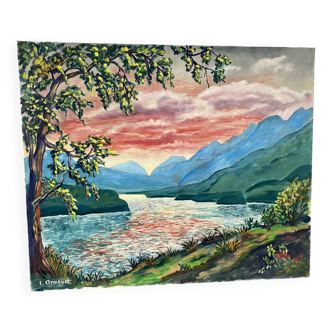 Paysage paradisiaque signé