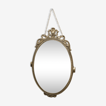 Miroir classique laiton moulé 70s 37x24cm